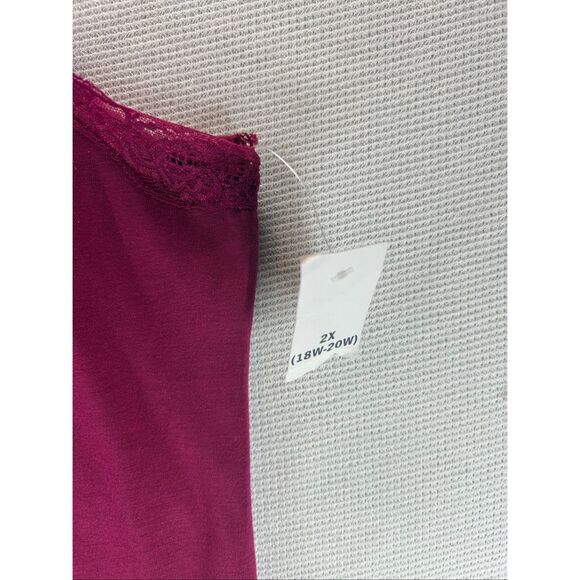 Faded Glory Burgundy Lace Trim Cami Tank Top Plus Size 2X Y2K Soft Girl Coquette - Picture 7 of 9